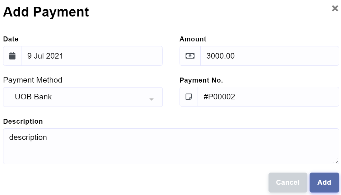 Expense > Bill > Add Payment to Bill