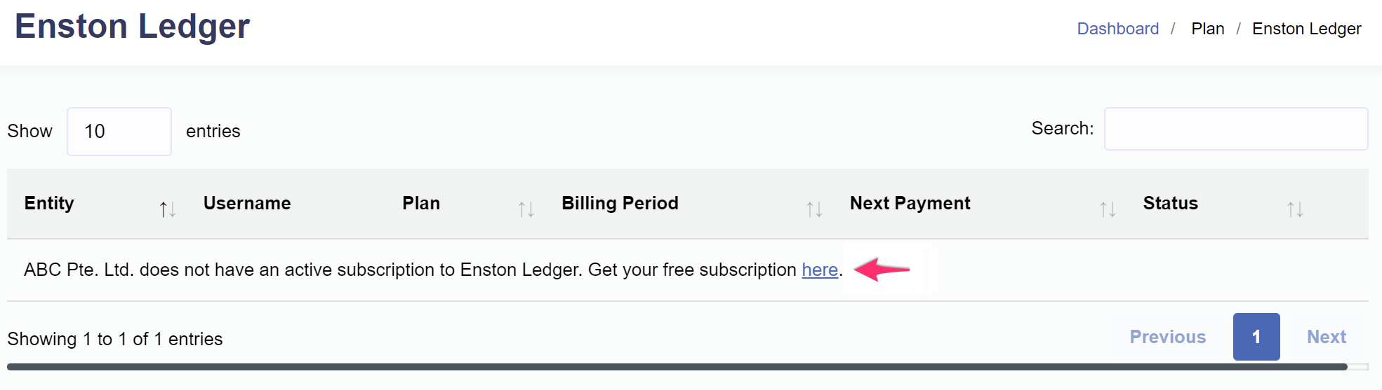 Plan > Enston Ledger > Subscribe Plan