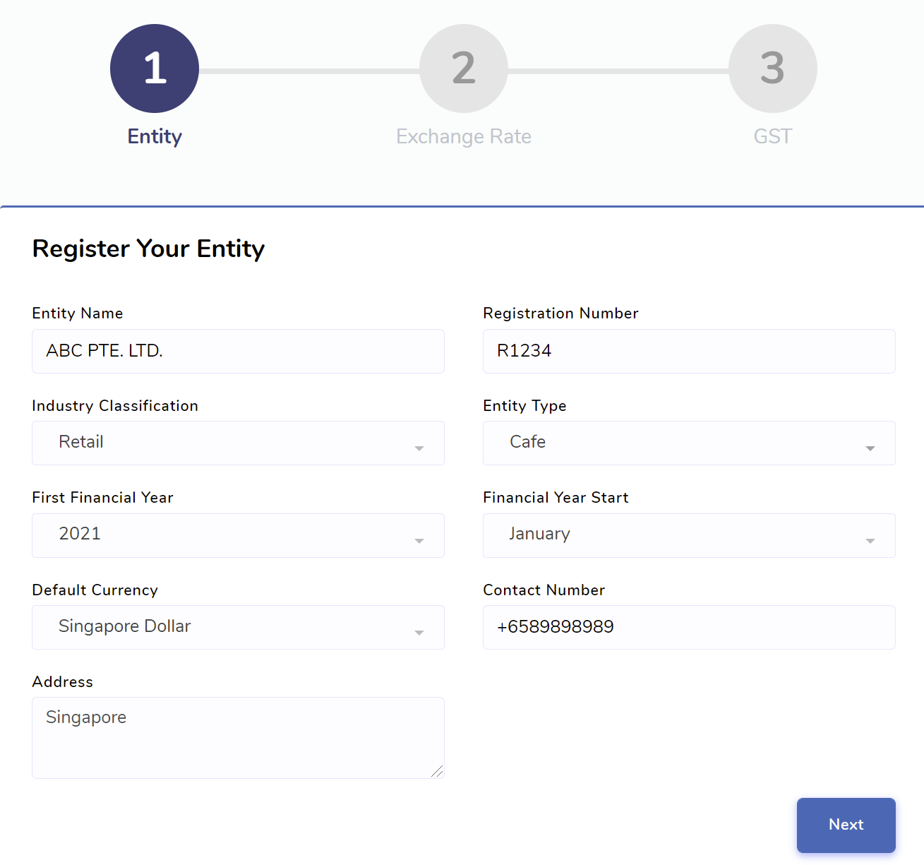Registration > Entity Register