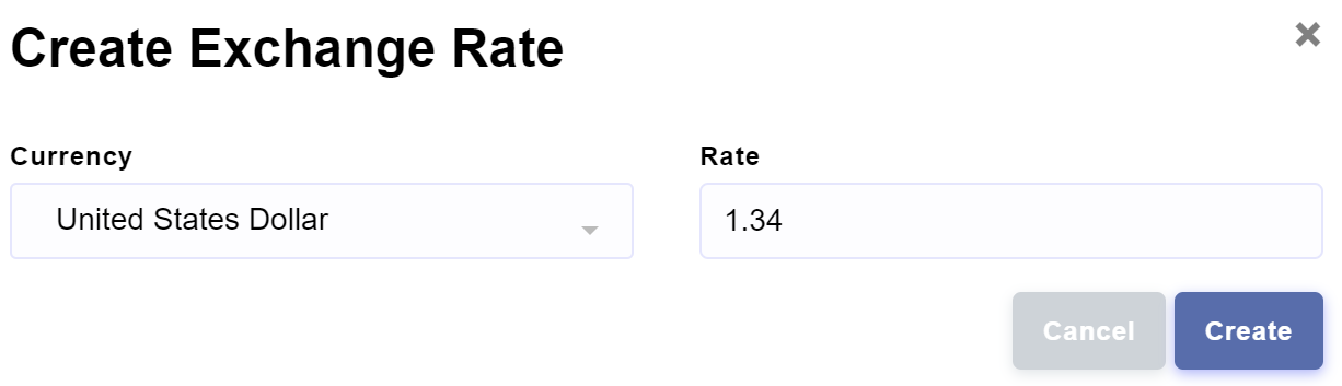 Setup > Exchange Rate > Create Exchange Rate